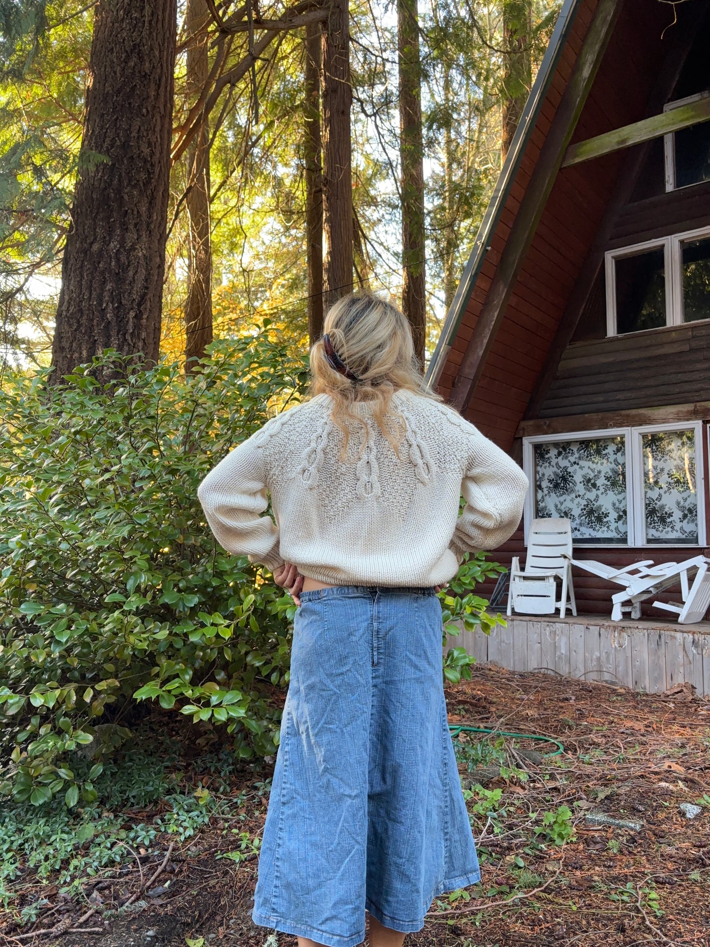 vintage longline denim skirt